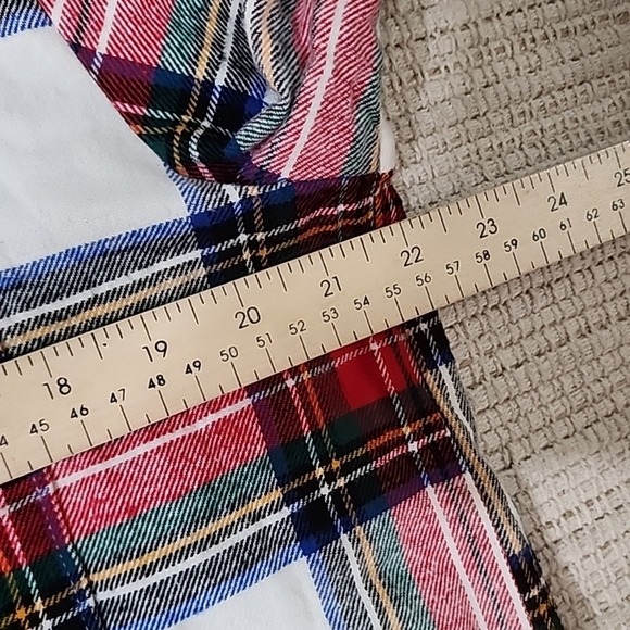 Old Navy Boyfriend Button Up Shirt M Tall Red White Tartan Plaid Long Sleeve - Picture 6 of 8